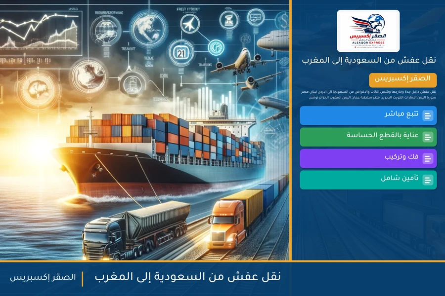 شاحنة الصقر إكسبريس محمّلة بعفش مغلّف في طريقها من السعودية إلى المغرب عبر طنجة المتوسط